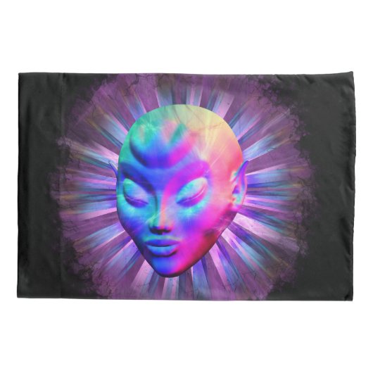 Alien Psychedelische Meditatie Kussensloop (Achterkant)