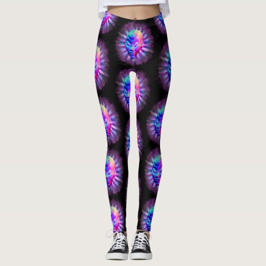 Alien Psychedelische Meditatie Leggings (Voorkant)