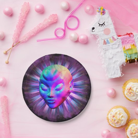 Alien Psychedelische Meditatie Papieren Bordje (Feest)