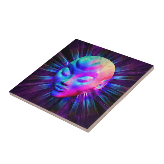 Alien Psychedelische Meditatie Tegeltje (Zijkant)