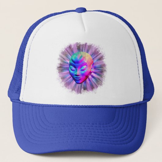Alien Psychedelische Meditatie Trucker Pet (Voorkant)