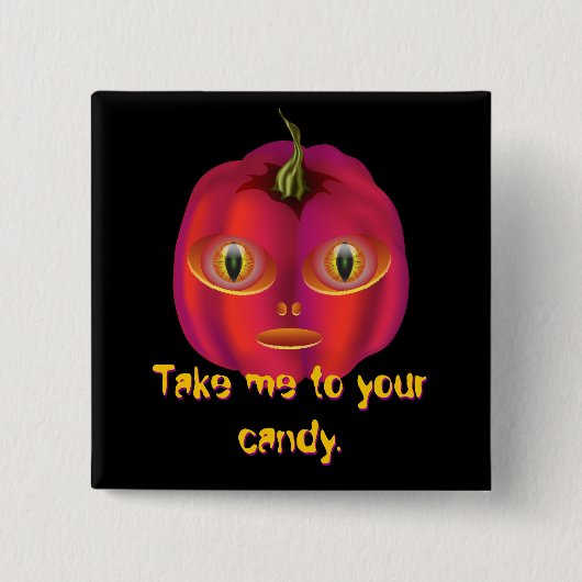 Alien Pumpkin Halloween Vierkante Button 5,1 Cm (Voorkant)