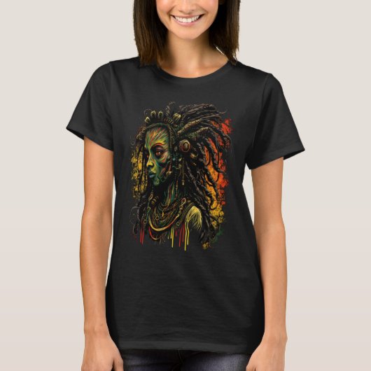 Alien Rasta Rastafarian Rastafari UFO Extraterrest T-shirt (Voorkant)