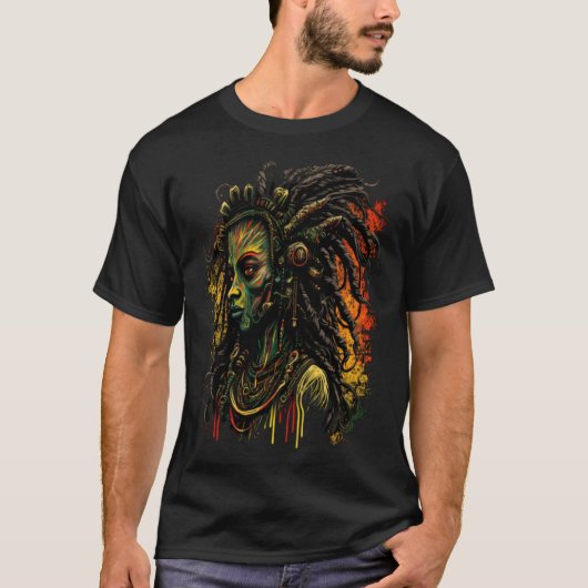 Alien Rasta Rastafarian Rastafari UFO Extraterrest T-shirt (Voorkant)