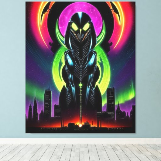 Alien Raven 13 Canvas Afdruk (Insitu (Houten vloer))