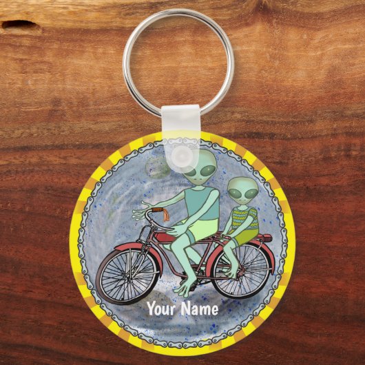 Alien Riding Bike sleutelhanger (Voorkant)