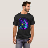Alien Riding Motorcycle Dirt Bike in Space Aliens T-shirt (Voorkant volledig)