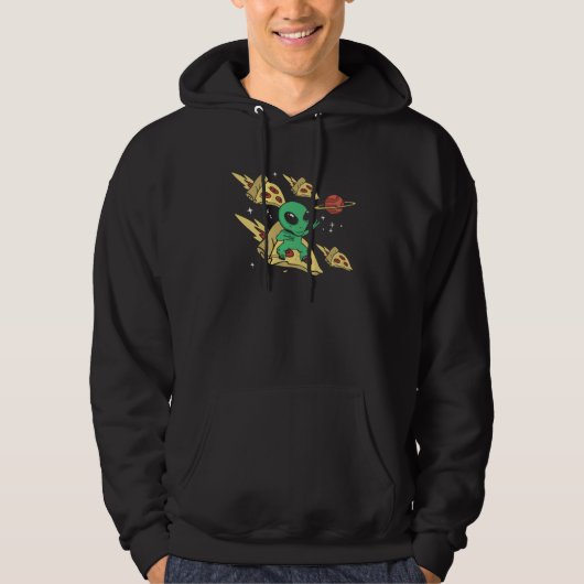 Alien Riding Pizza UFO Galaxy Fast Food  1 Hoodie (Voorkant)