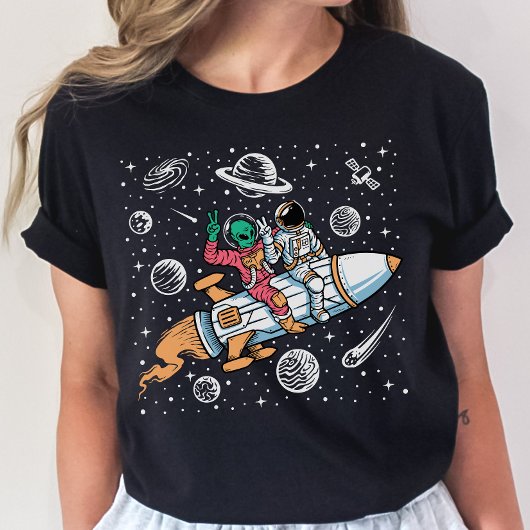 Alien Riding-raketten voor de ruimtevaart T-Shirt 
