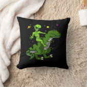 Alien Riding T-Rex Dinosaur Space UFO Kussen (Deken)