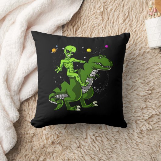 Alien Riding T-Rex Dinosaur Space UFO Kussen (Deken)