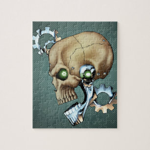 Alien Robot Skull uit de toekomst in Chrome + Bone Legpuzzel