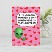 Alien Rode Hart Moederdag Kaart (Staand voorkant)