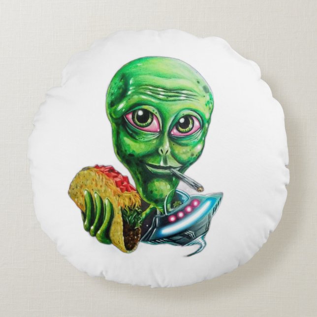 Alien Rond Kussen (Voorkant)