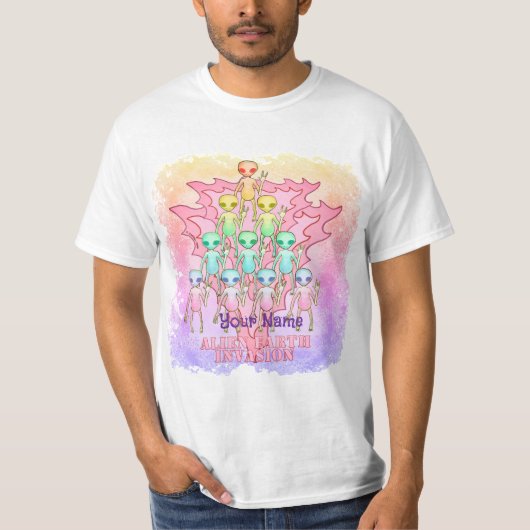 Alien Roze Aardinvazie T-shirt (Voorkant)