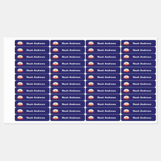 Alien Ruimteschip Iron op naam labels voor school (Vel)