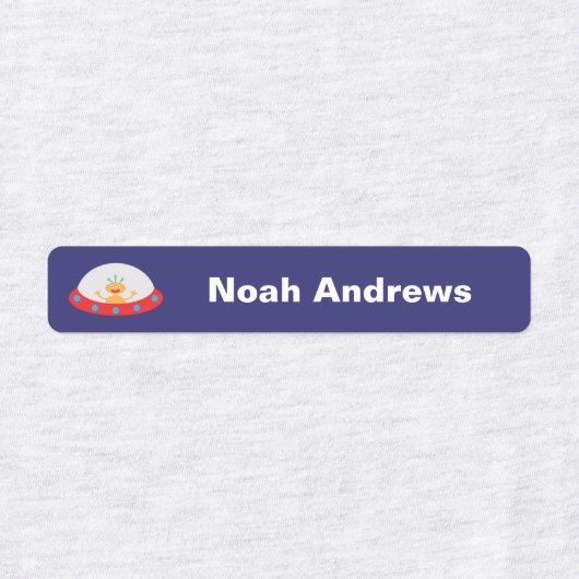 Alien Ruimteschip Iron op naam labels voor school (Design 2)