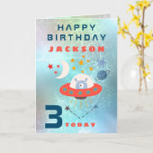 Alien Ruimteschip Leeftijd 3 Ruimte Blauwgroen Ver Kaart (Gele Bloem)