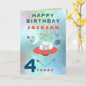 Alien Ruimteschip Leeftijd 4 Ruimte Blauwgroen Ver Kaart (Gele Bloem)