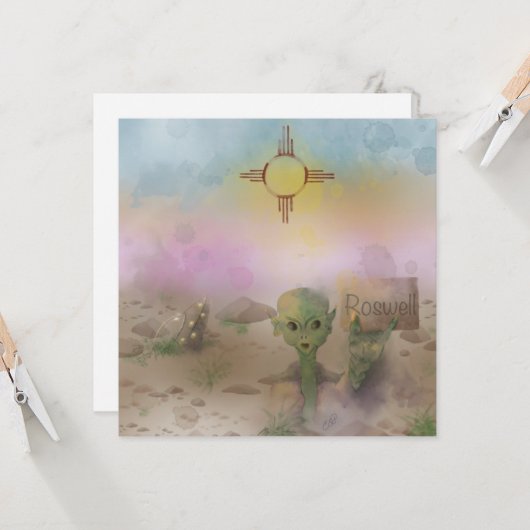 Alien-ruimteschip stort neer in Roswell, New Mexic Kaart (Voorkant / Achterkant in situ)