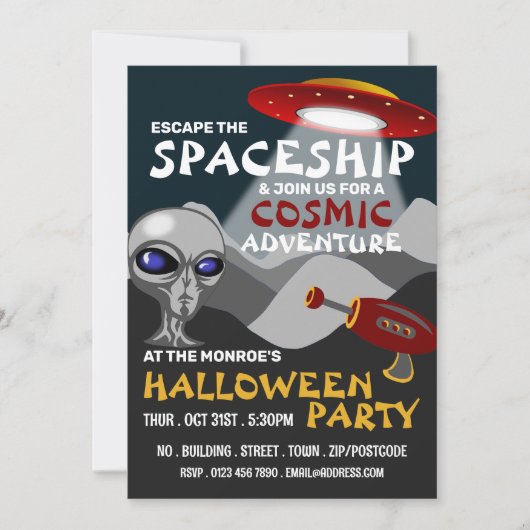 Alien Ruimteschip Thema, Escape Room, Halloween Kaart (Voorkant)
