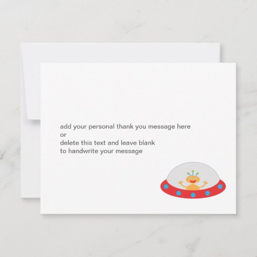 Alien ruimteschip verjaardag dank u bedankkaart (Achterkant)