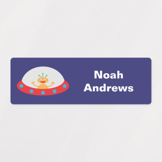 Alien Ruimteschip Waterdichte Naam Labels voor Sch (Design 1)