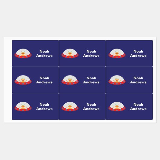 Alien Ruimteschip Waterdichte Naam Labels voor Sch (Vel)