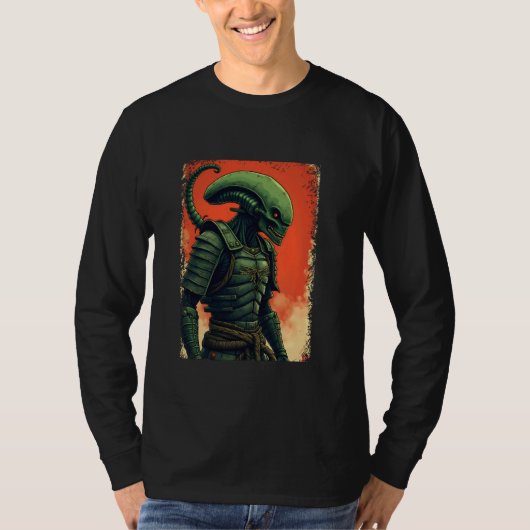 Alien Samurai T-shirt Japans Sci-Fi Design Kleding (Voorkant)