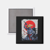 Alien Samurai Ufo Japans  Graphic Ukiyo-e Magneet (Voorkant / Achterkant)
