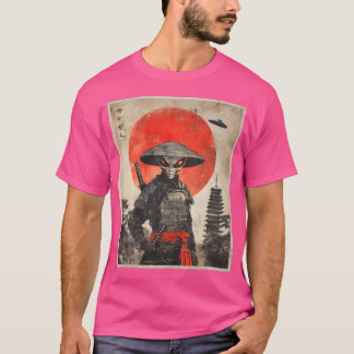 Alien Samurai Ufo Japans Graphic Ukiyo-E T-shirt