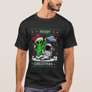 Alien Santa Astronaut Merry Christmas Tree Funny S T-shirt