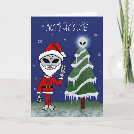 Alien Santa Christmas-Kaarten Feestdagen Kaart (Voorkant)