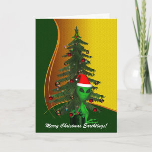 Alien Santa Christmas Ornament Wenskaart Feestdagen Kaart