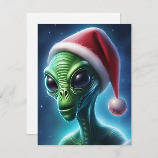 Alien Santa Claus Feestdagenkaart (Voorkant / Achterkant)