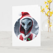 Alien Santa Claus Kaart (Gele Bloem)