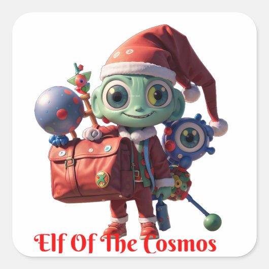 Alien Santa Claus Vierkante Sticker (Voorkant)