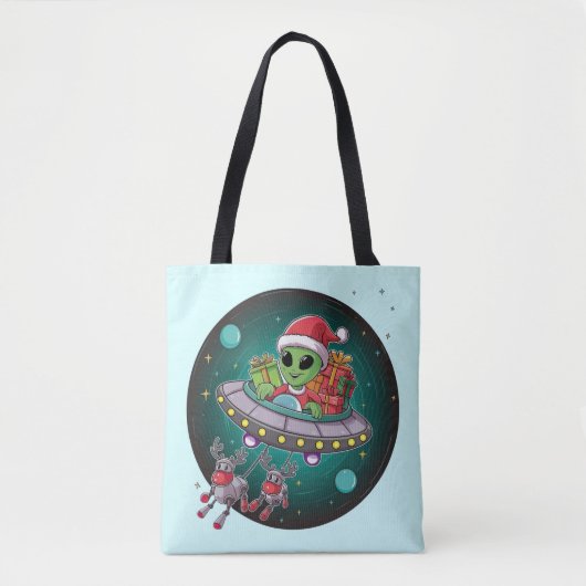 Alien Santa in UFO Tote Bag (Voorkant)