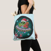 Alien Santa in UFO Tote Bag (Dichtbij)