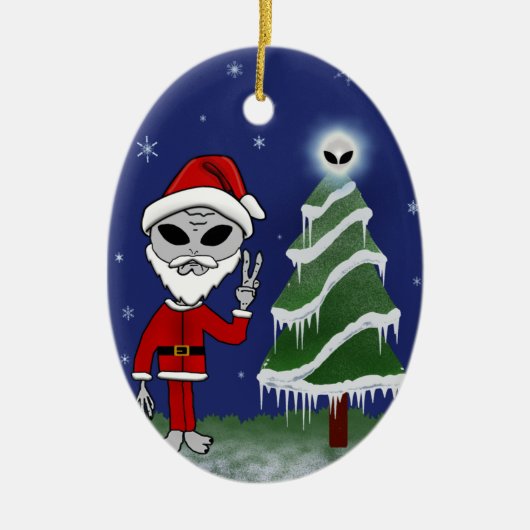 Alien Santa Keramisch Ornament (Voorkant)