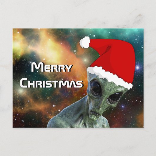 Alien Santa Merry-kerstpersonaliseren Briefkaart (Voorkant)