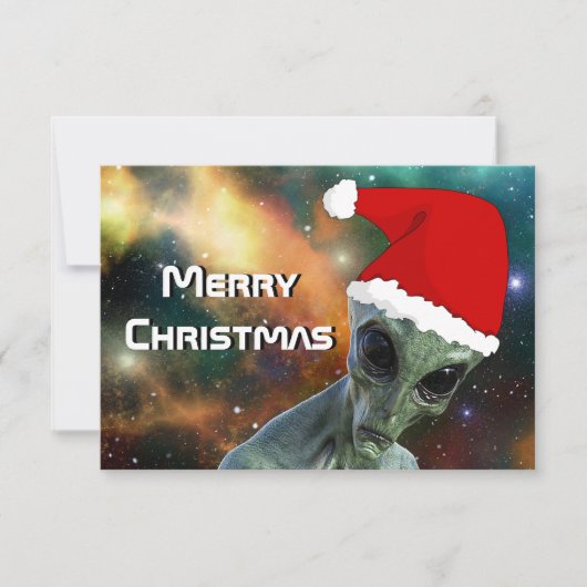 Alien Santa Merry-kerstpersonaliseren Kaart (Voorkant)