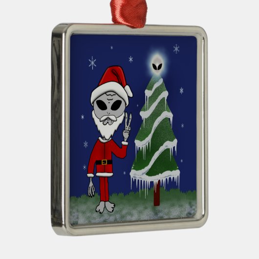 Alien Santa Metalen Ornament (Rechts)