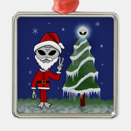 Alien Santa Metalen Ornament (Voorkant)
