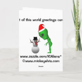 Alien Santa ontmoet Snowman Wenskaart Feestdagen Kaart (Achterkant)