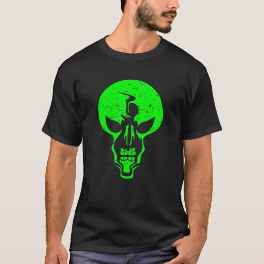 Alien Schedel - Enge Groene Alien Schedel - Bang m T-shirt (Voorkant)
