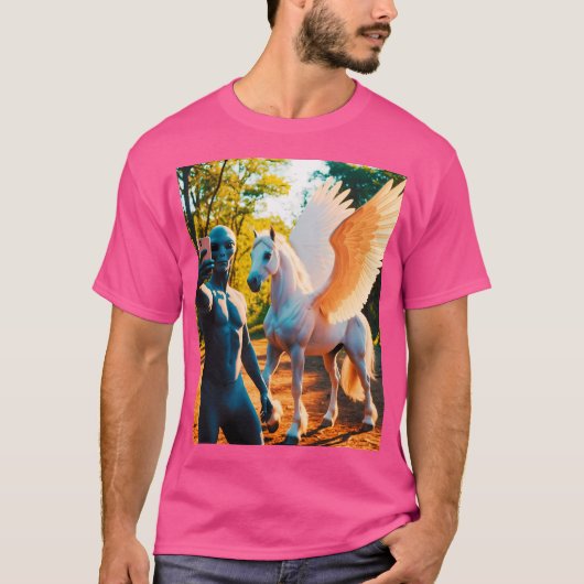 Alien Selfie met Pegasus T-shirt (Voorkant)