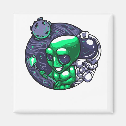 Alien Selfie Snap voor Astronomeer Teacher Space F Magneet (Voorkant)