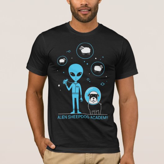 Alien Sheepdog Academy | Grappige Sci-Fi Space Her T-shirt (Voorkant)