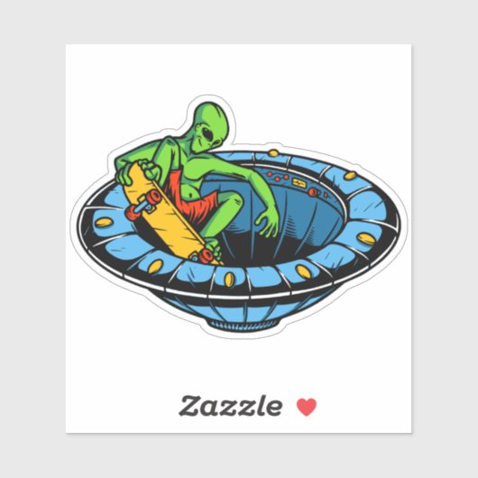 Alien Ship Skateboard 4-inch Kiss Cut Vinyl Sticke Sticker (Vel)